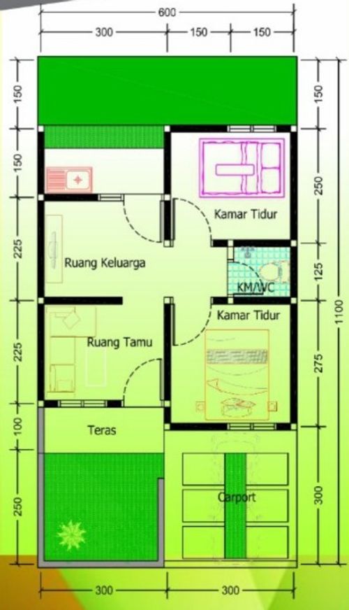 foto denah rumah tipe 36/66 perumahan TANAH BAYA ASRI