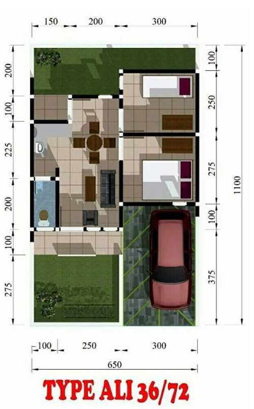 foto denah rumah tipe 36/72 perumahan ALIVIA RESIDENCE
