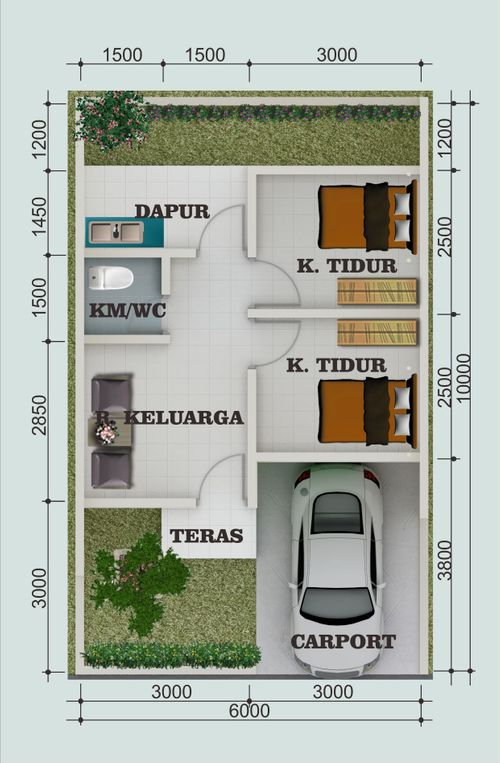 foto denah rumah tipe 28/60 perumahan VILLA PANENJO ASRI
