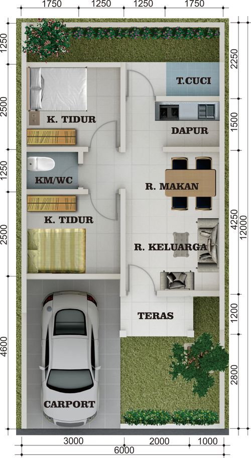 foto denah rumah tipe 36/72 perumahan VILLA PANENJO ASRI