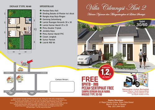 foto denah rumah tipe 30/60 perumahan VILLA CILEUNGSI ASRI 2