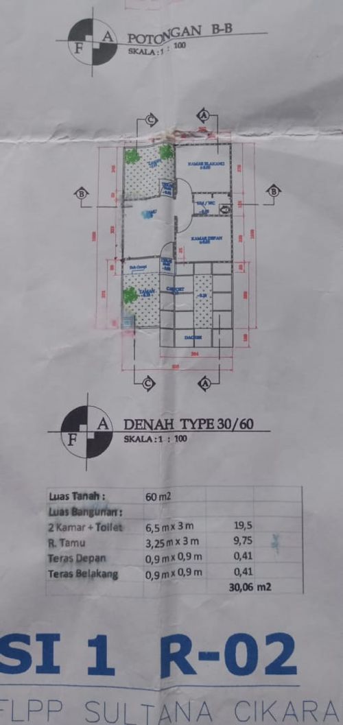 foto denah rumah tipe 30/60 perumahan SULTANA RESIDENCES