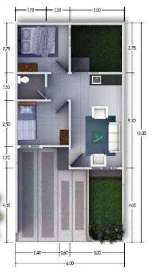 foto denah rumah tipe 36/72 perumahan Golden Village