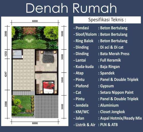 foto denah rumah tipe 36/72 perumahan Golden Park