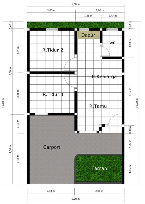 foto denah rumah tipe CR 36/60 perumahan CINTARATU RESIDENCE Tahap 2