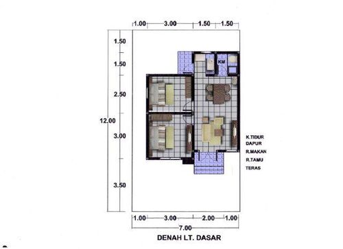 foto denah rumah tipe 36/72 perumahan Duta mas indah 12 tahap 2