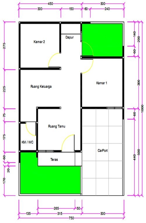 foto denah rumah tipe 45/75+ perumahan Griya Kalongan Indah