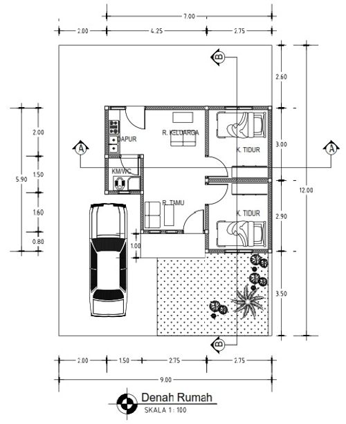 foto denah rumah tipe 36/108 perumahan Cempaka Pandan Wangi Residence
