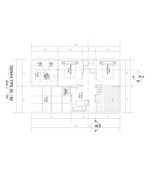 foto denah rumah tipe 30/60 perumahan Grand Metro Sodong 2