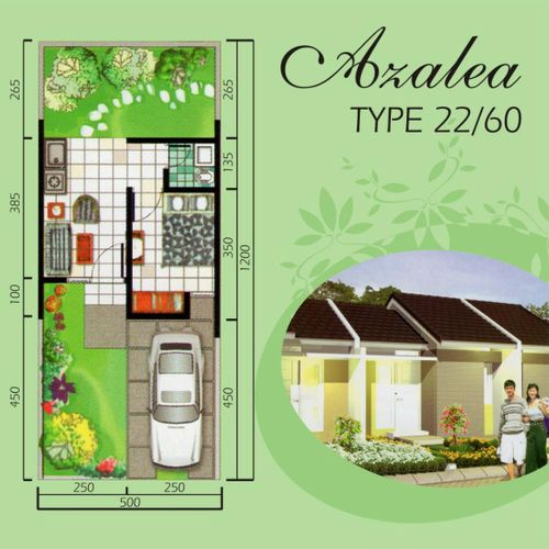 foto denah rumah tipe Azalea 22/60 perumahan Tanjakan Indah