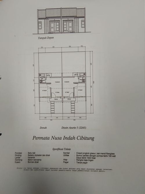 foto denah rumah tipe AZURITE RB perumahan PERMATA NUSA INDAH