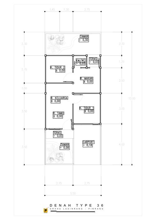 foto denah rumah tipe 36 perumahan GRAHA LASINRANG