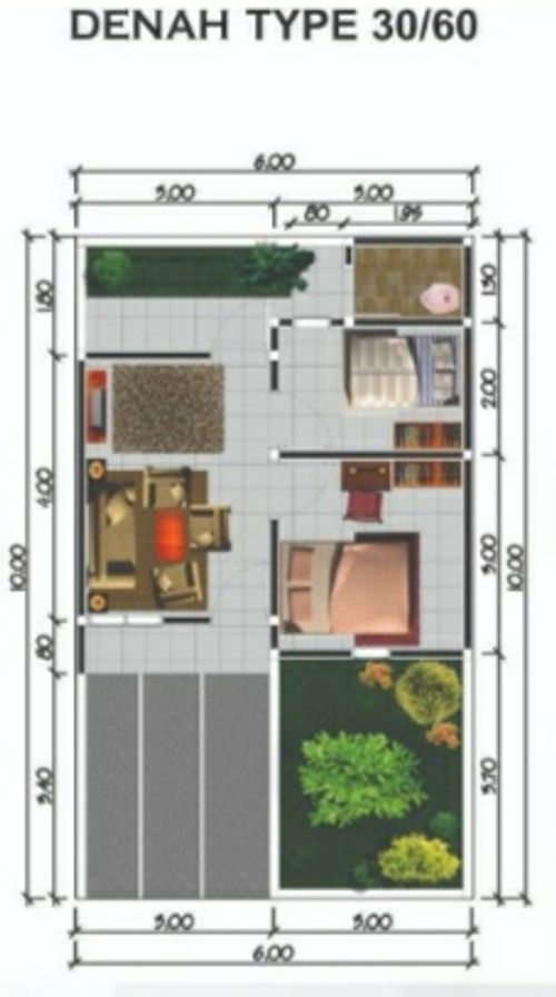 foto denah rumah tipe 30/60 perumahan ALAM JAYA MAS
