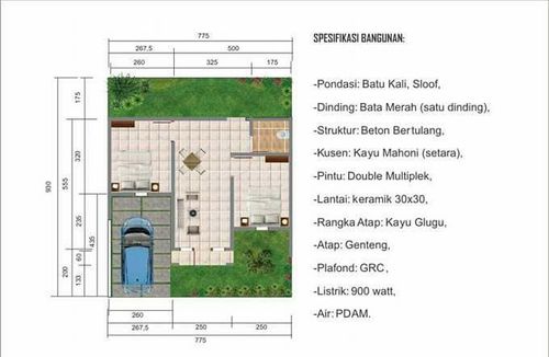 foto denah rumah tipe SUBSIDI perumahan Griya Logandeng Permai