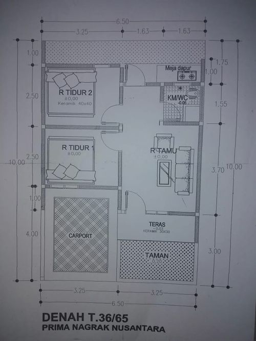 foto denah rumah tipe 36/65 perumahan Prima Nagrak Nusantara