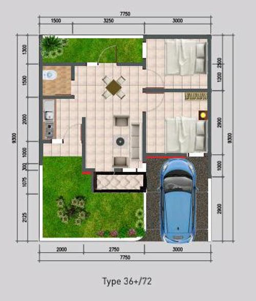 foto denah rumah tipe Boulevard perumahan Griya Logandeng Permai