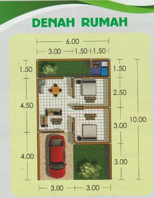 foto denah rumah tipe 32/61 perumahan Griya Asri Gadingan