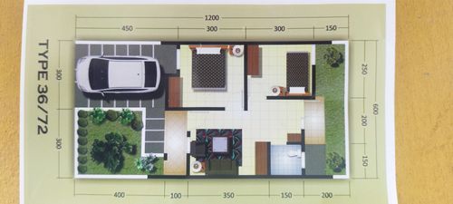 foto denah rumah tipe 36/72 perumahan Tebing Berlian Indah