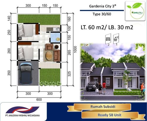 foto denah rumah tipe 30/60 perumahan Bhumi sampurna permai