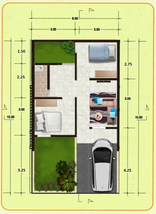 foto denah rumah tipe 30/60 perumahan DEWI LILI RESIDENCE