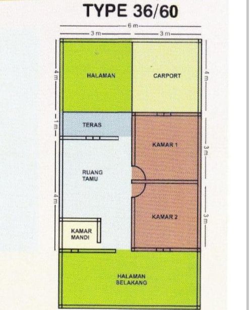 foto denah rumah tipe 36/60 perumahan Perumahan purnajaya