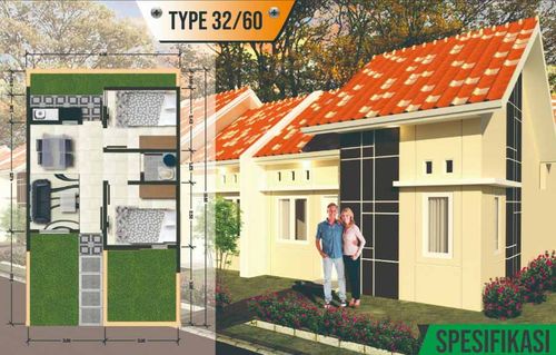 foto denah rumah tipe 32/60 perumahan Grand Sutera Kragilan