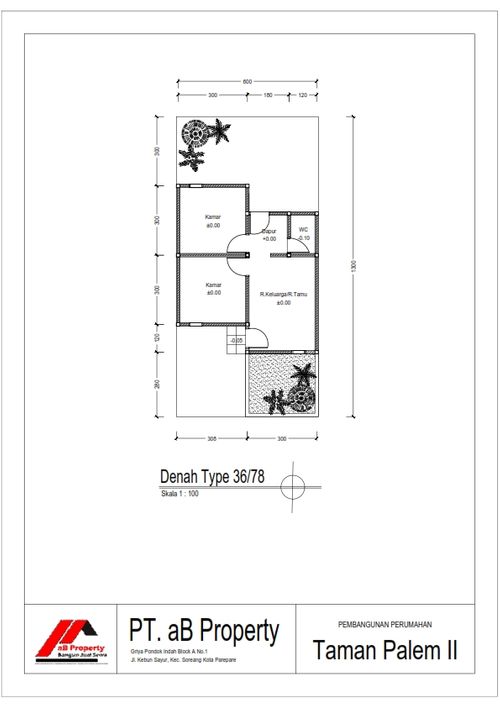 foto denah rumah tipe Rumah Pembangunan Tahun 2020-2021 perumahan Taman Palem