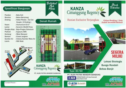 foto denah rumah tipe 30/60 perumahan KANZA CIMANGGUNG REGENCY