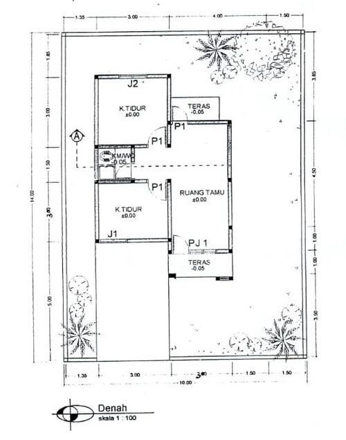 foto denah rumah tipe 45/160 perumahan PERUMAHAN PESONA CEMPAKA INDAH