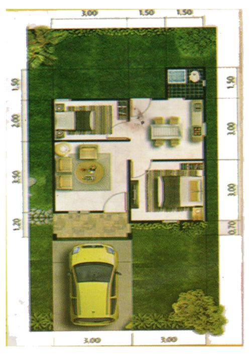 foto denah rumah tipe 36 perumahan KIKIM PERSADA RESIDENCE