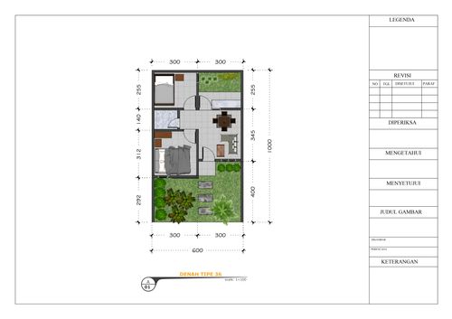 foto denah rumah tipe ARABIC 36/60 perumahan PERUMAHAN GADING ASRI