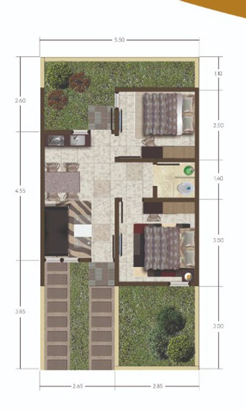 foto denah rumah tipe 32/60 perumahan Grand Sutera Leuwiliang