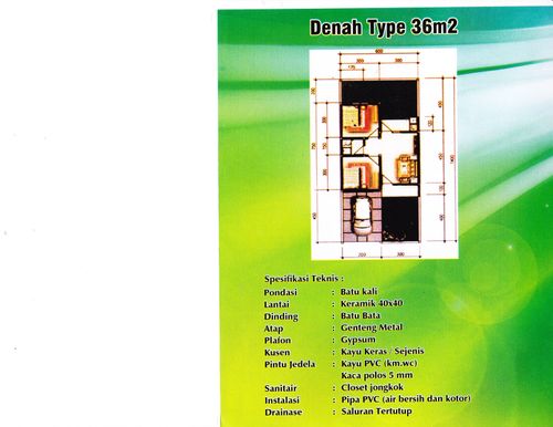 foto denah rumah tipe 36 perumahan TAMAN KURNIA INDAH