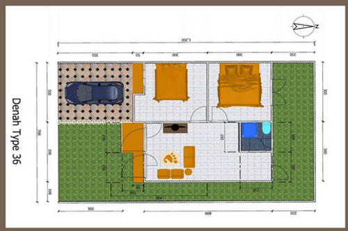 foto denah rumah tipe 36 perumahan Grand Sapphire Regency