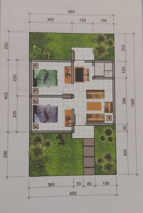 foto denah rumah tipe 27/60 perumahan Bukit Arjasari Indah