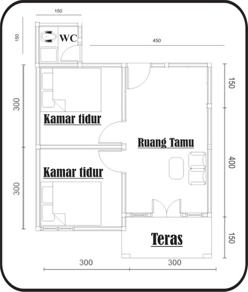 foto denah rumah tipe 36/160 perumahan PESONA BORNEO 5