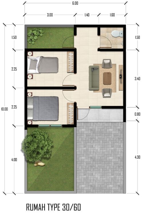 foto denah rumah tipe NATURA REGENCY 30/60 perumahan NATURA RESIDENCE
