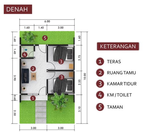 foto denah rumah tipe 32/60 perumahan BALE LAMBUR