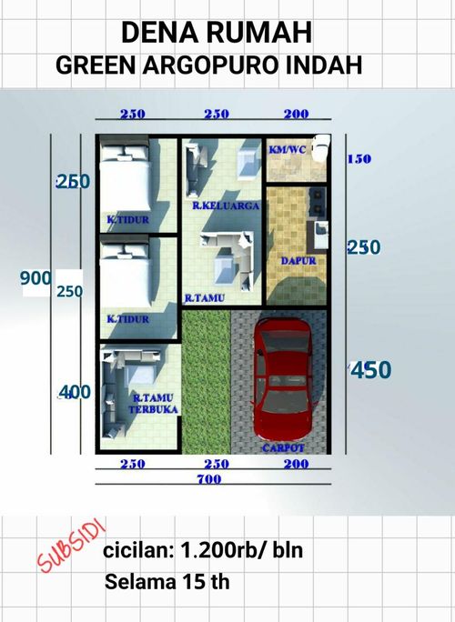 foto denah rumah tipe 36/63 perumahan GREEN ARGOPURO INDAH