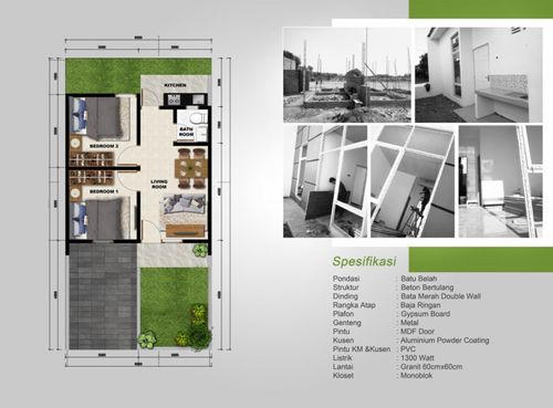 foto denah rumah tipe 38/72 perumahan Perumahan Pondok Majapahit 1