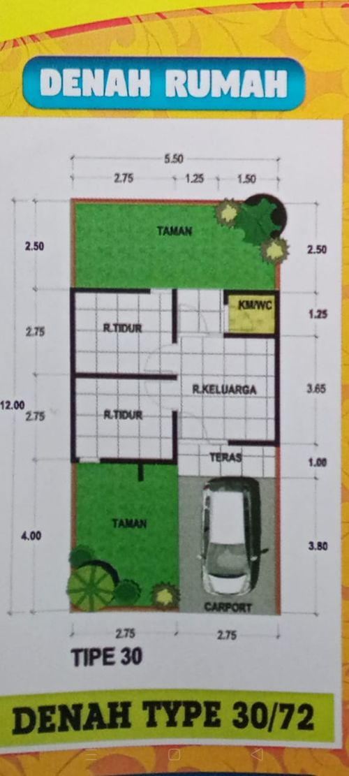 foto denah rumah tipe 30 perumahan Griya Pekuncen Asri 2