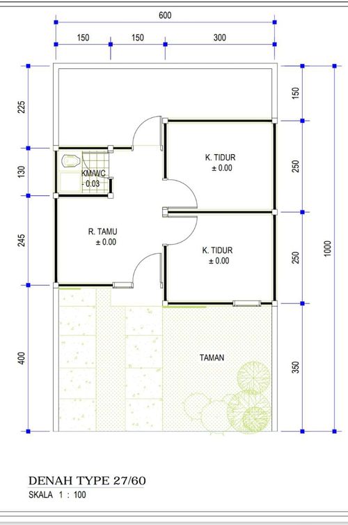 foto denah rumah tipe 27/60 perumahan BUMI CITRA INDAH - CIPATIK