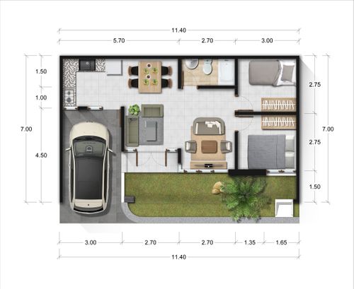 foto denah rumah tipe GN1.57/91 perumahan GREEN NATURA