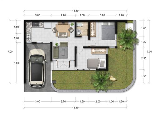 foto denah rumah tipe GN1.46/91 perumahan GREEN NATURA