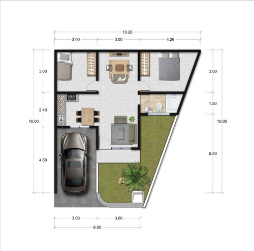 foto denah rumah tipe GN1.56/83 perumahan GREEN NATURA