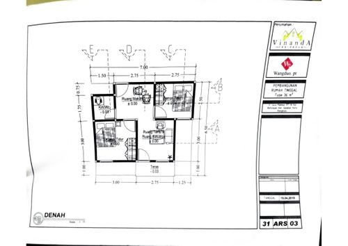 foto denah rumah tipe 36 perumahan VINANDA RESIDENCE