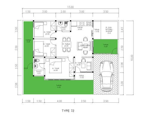foto denah rumah tipe GN1.72/120 perumahan GREEN NATURA