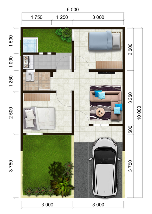 foto denah rumah tipe 30/60 perumahan Kolelet Indah (Taman Permata Residence)