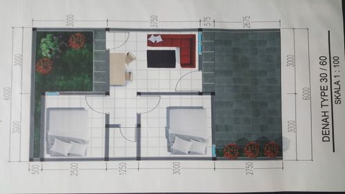 foto denah rumah tipe 30/60 perumahan PERSADA ROYAL VIEW