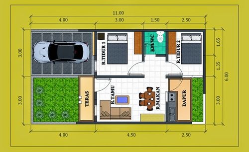 foto denah rumah tipe 27/60 perumahan Taman gekbrong indah